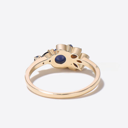 Crescent Moon Star Sapphire Ring