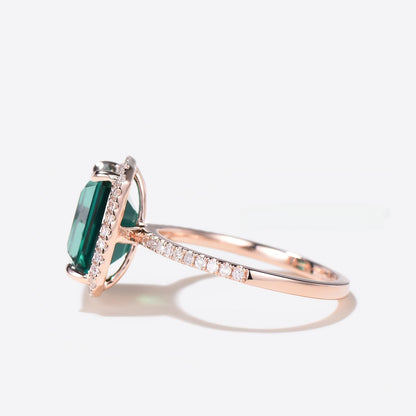 14k Rose Gold Green Emerald Engagement Ring 3CT Emerald Ring