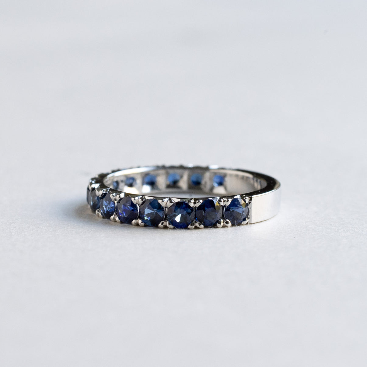 14K Solid Gold Blue Sapphire Eternity Wedding Band