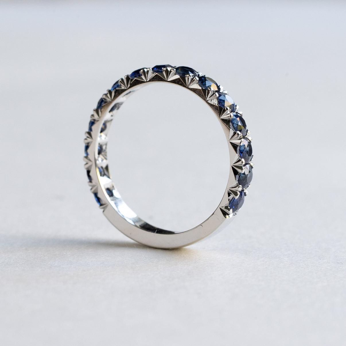 14K Solid Gold Blue Sapphire Eternity Wedding Band