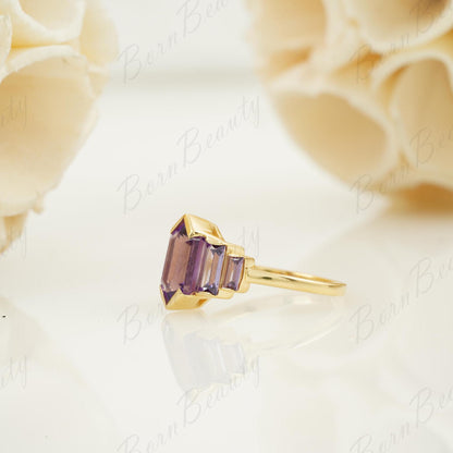 Hexagon Amethyst Rose Gold Ring