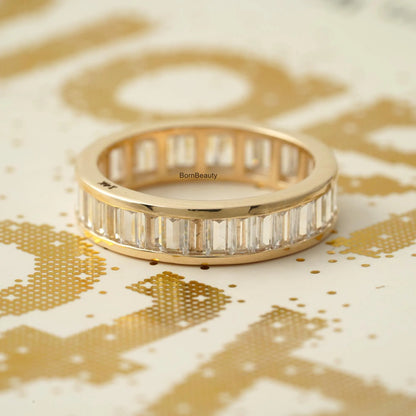 14K Yellow Gold Baguette Moissanite Eternity Band