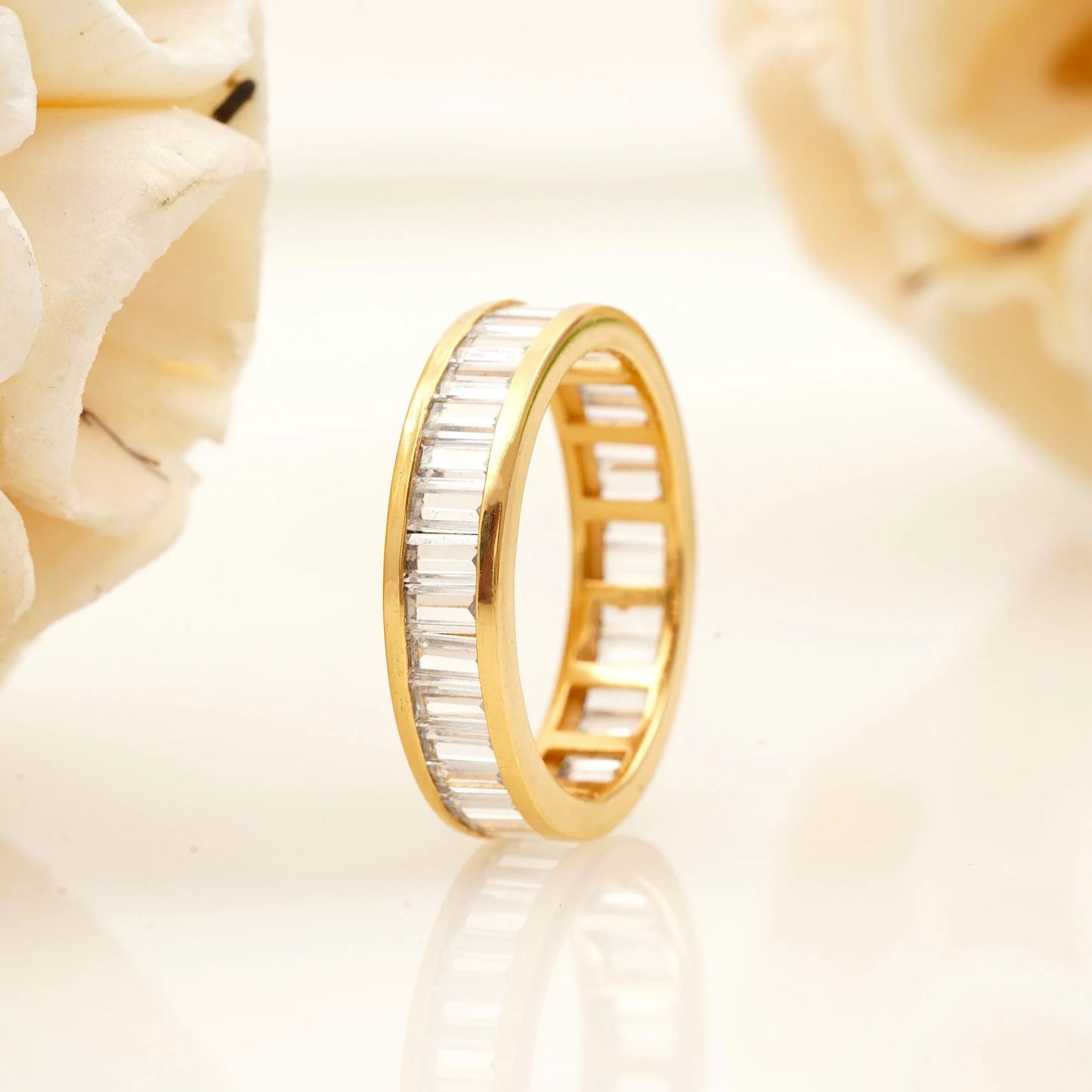 14K Yellow Gold Baguette Moissanite Eternity Band