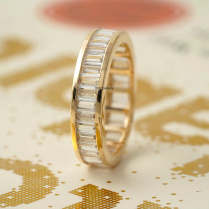 14K Yellow Gold Baguette Moissanite Eternity Band