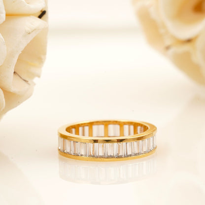 14K Yellow Gold Baguette Moissanite Eternity Band