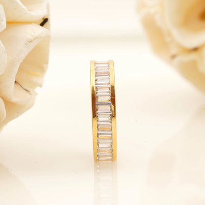 14K Yellow Gold Baguette Moissanite Eternity Band