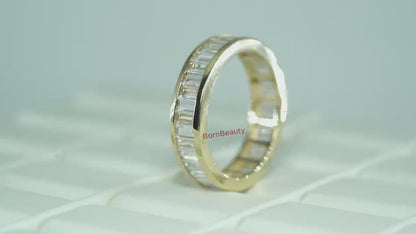 14K Yellow Gold Baguette Moissanite Eternity Band