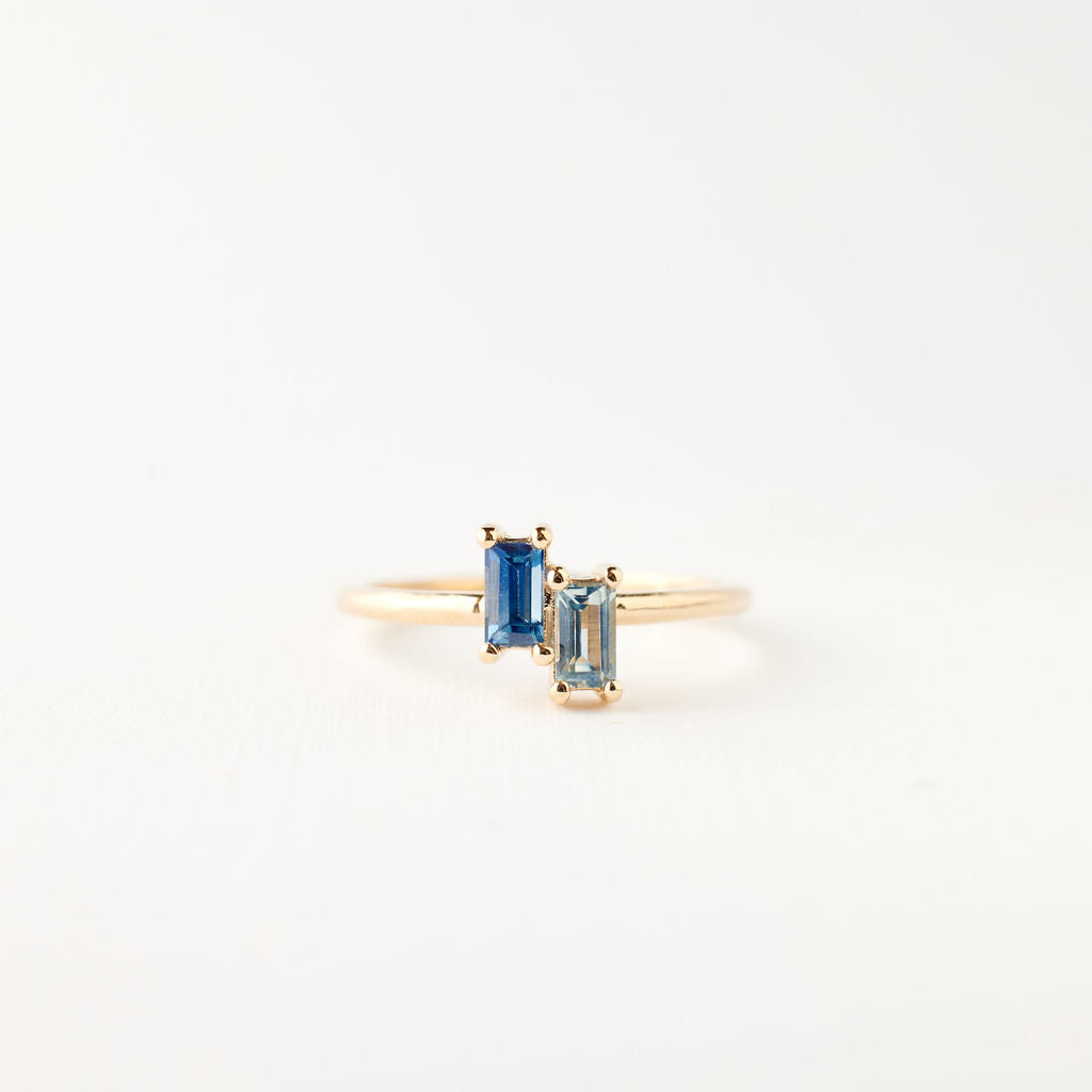 Baguette Toi et Moi Ring - Birthstone Ring